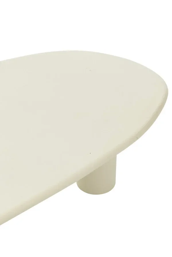 TAVOLINO BASSO OVALE IN LEGNO BIANCO (108x59x33cm) - immagine 2