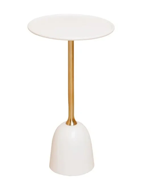TAVOLINO CON PIANO ROTONDO IN METALLO BIANCO E ORO (30xh.50cm) Vendita online