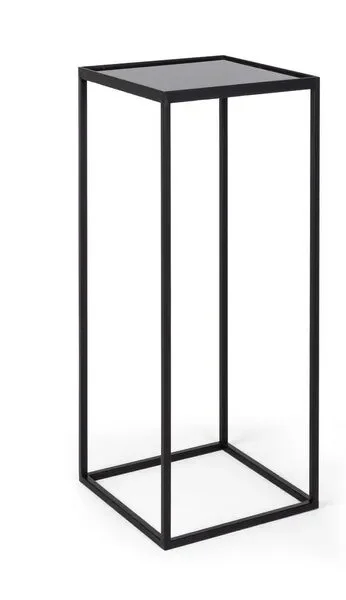 TAVOLINO IN ACCIAIO VERNICIATO NERO CON PIANO IN VETRO LARGE Saldi