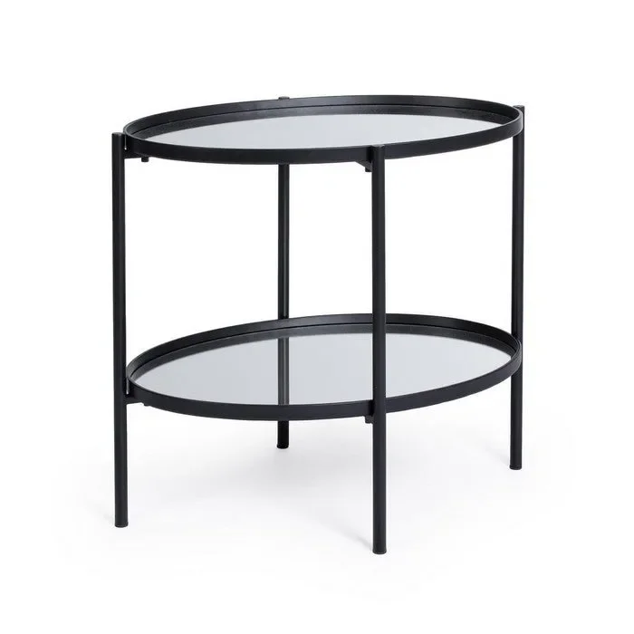 Tavolino ovale con ripiani a specchio – Jens