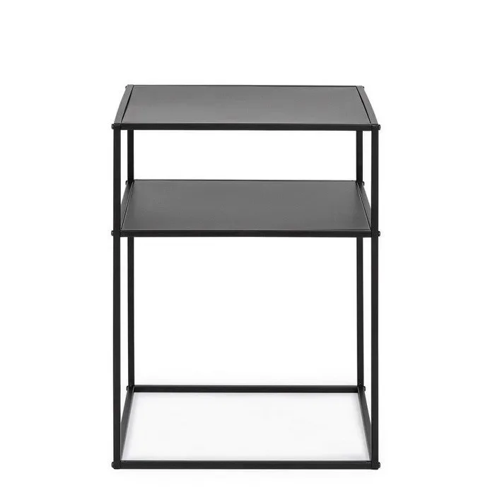Tavolino quadrato in metallo con ripiano – Alrik - immagine 2