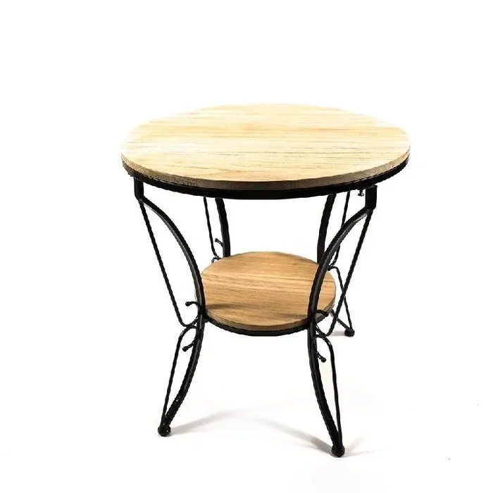 Tavolino tondo con ripiano in ferro 61 cm – Industrial