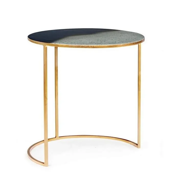 Tavolino tondo in metallo dorato – Desur