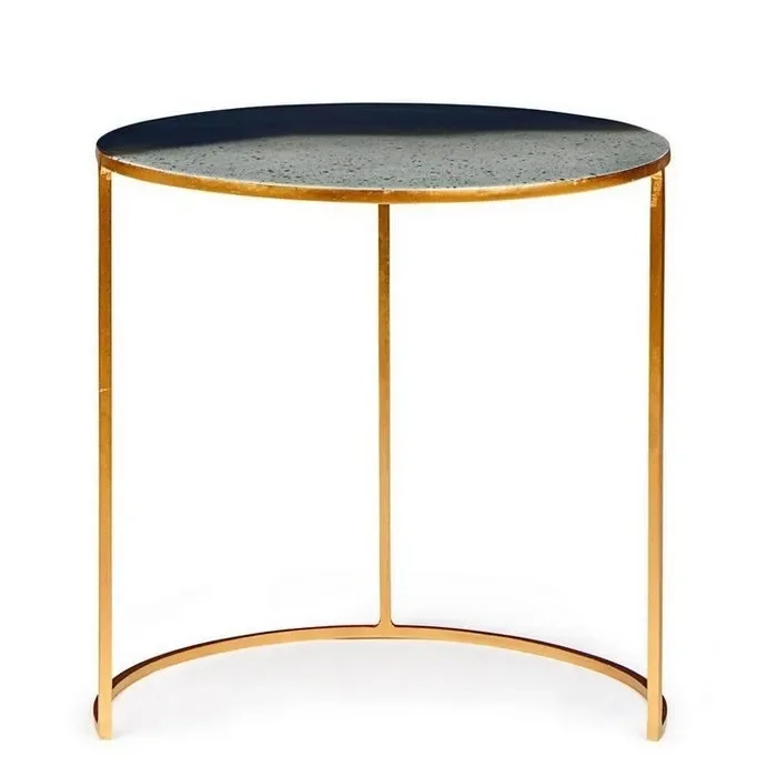 Tavolino tondo in metallo dorato – Desur - immagine 2