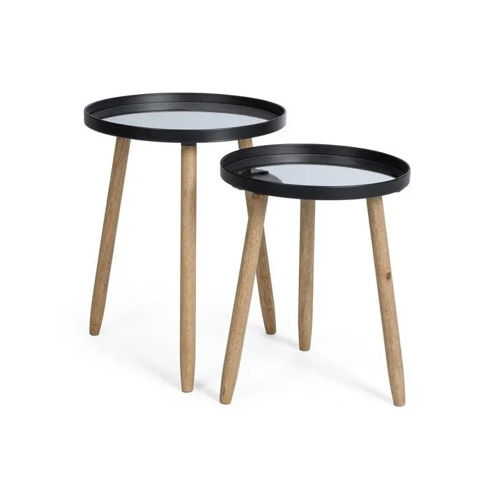 Tavolino tondo scandinavo con gambe in legno – Edvard Fornitura - immagine 3