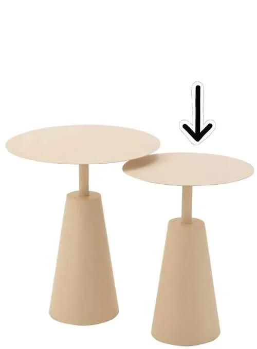 TAVOLO ROTONDO IN METALLO BEIGE SMALL