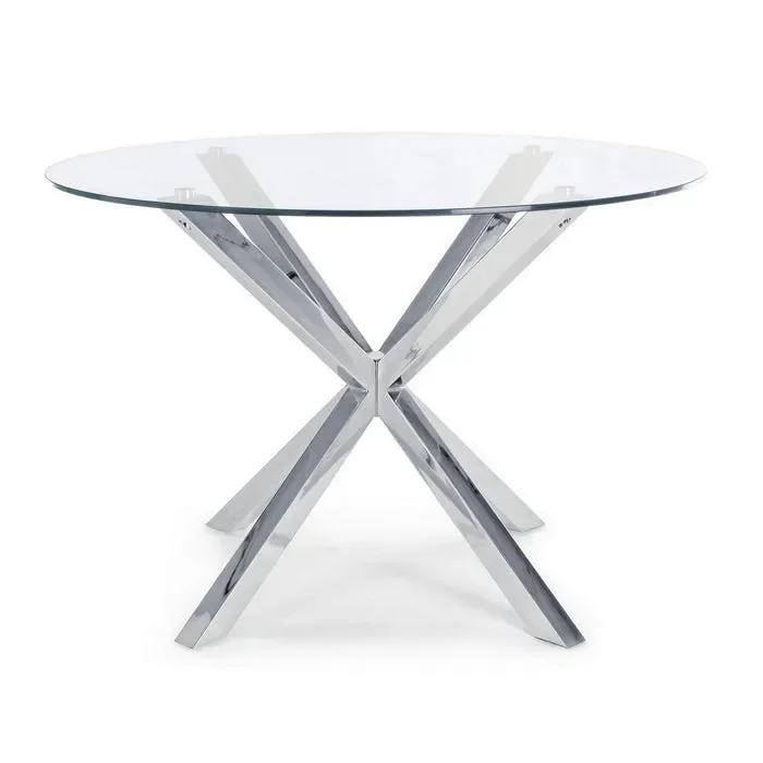 Tavolo tondo May in vetro con piede in acciaio In saldo - immagine 2