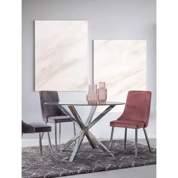 Tavolo tondo May in vetro con piede in acciaio In saldo - immagine 3