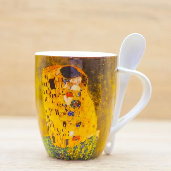 Tazza con Cucchiaio “Il Bacio” Klimt Enesco Moda - immagine 3