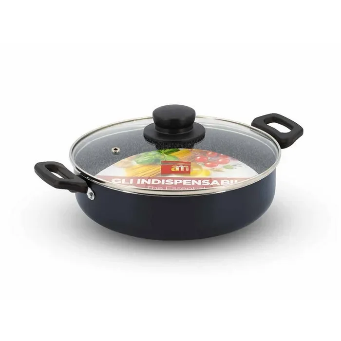 Tegame con 2 manici e coperchio in vetro – 24 cm