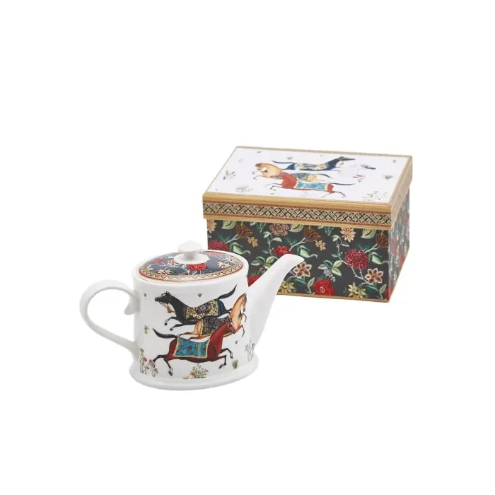 Teiera natalizia in porcellana con confezione regalo