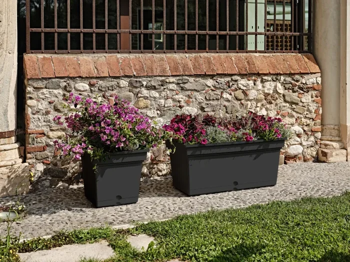 TeraPlast Fioriera Aqua 78 H 34 Cm 78,5 x 38,5 Cm Antracite Resina - immagine 2