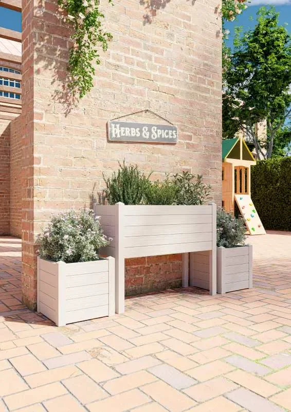 TeraPlast Fioriera Trama 001 Almond 40 Cm Resina - immagine 2