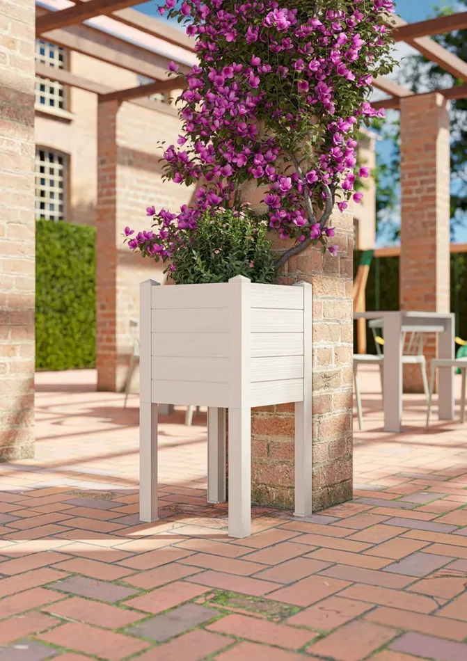 TeraPlast Fioriera Trama 014 Moka H 80 Cm 42 x 42 Cm Resina - immagine 2