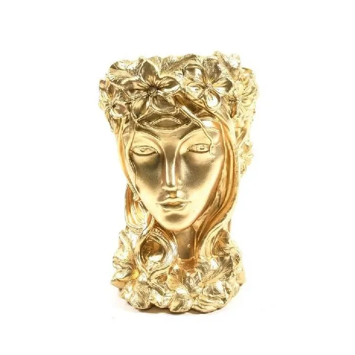 Testa portafiori in cemento dorato 33 cm – La primavera