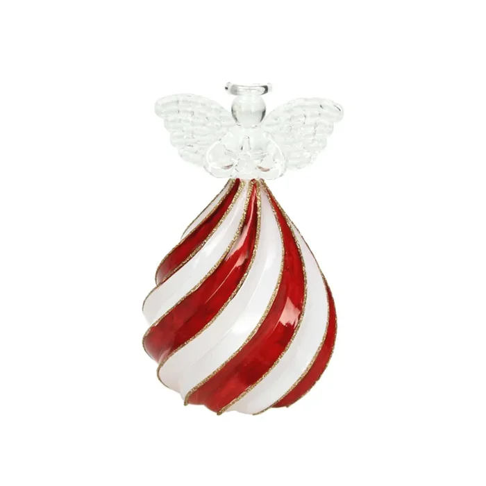 Tognana Angelo Bombato Natale con Led H 13 Cm Christmas Lollipop Vetro Bianco Rosso