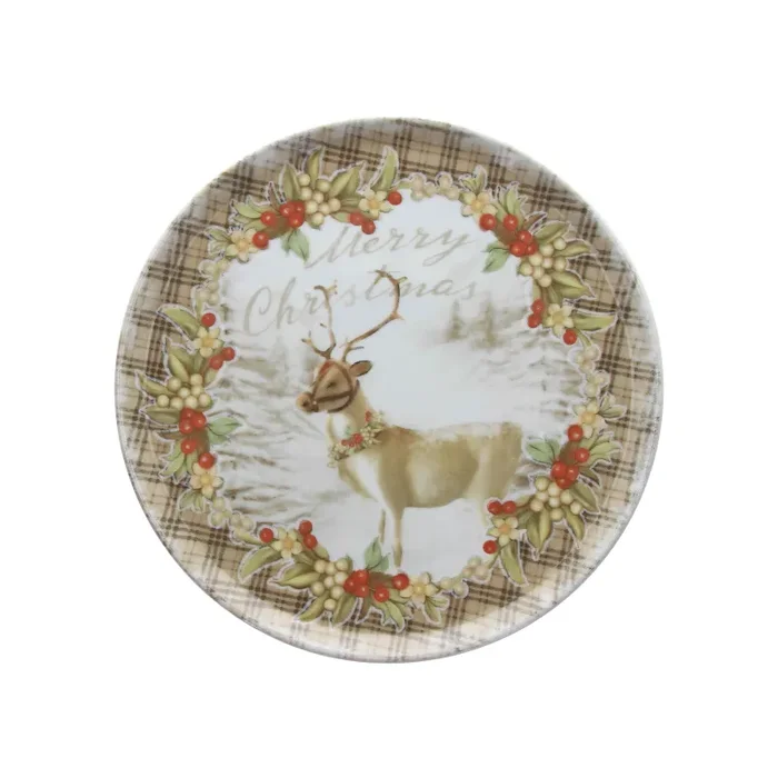 Tognana Piatto Panettone Cinzia Tartan Natale 31 Cm Porcellana Multicolor