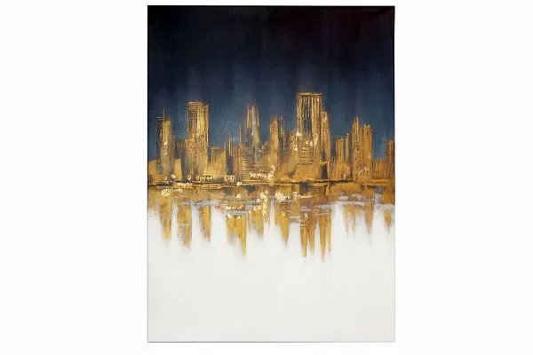 Tognana Quadro 90 x 3,5 x 120 Cm Home Decor Brush Blu Gold