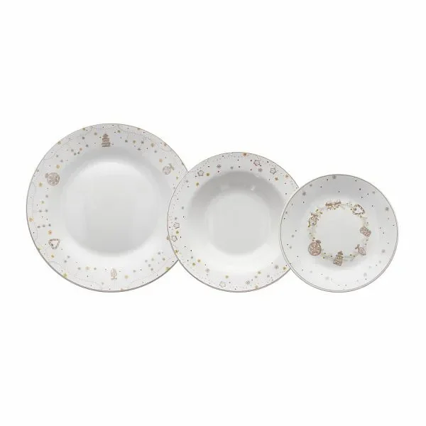 Tognana Servizio Natale Tavola Atollo StarLight 18 Pz Bianco Oro
