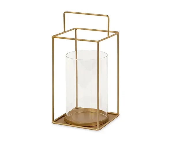 Tono Su Tono Lanterna Metallo con Vetro Oro 115 x 115 x 255 Mm