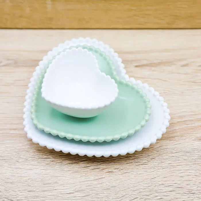 Tris Piatti Bianchi e Verdi Claraluna Online ora - immagine 3