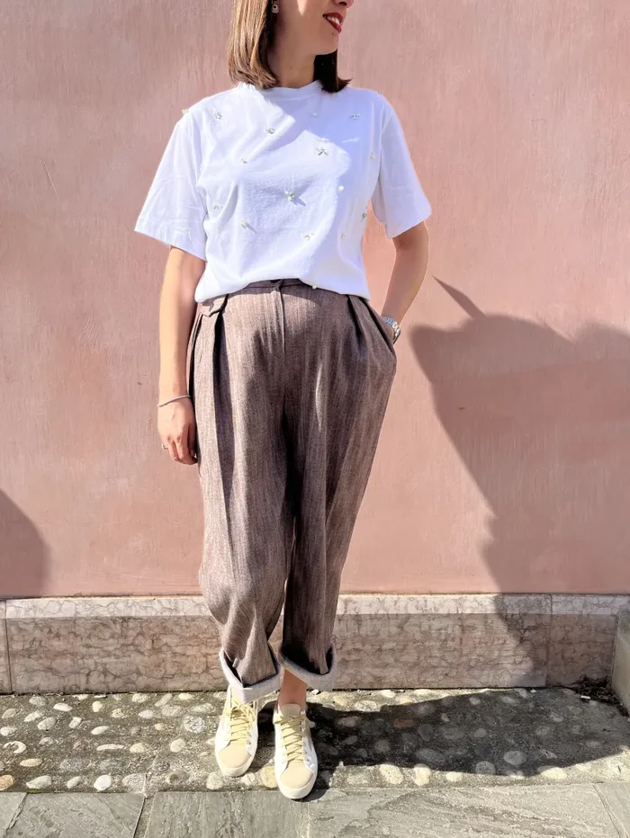 TSHIRT OVER RICAMATA PERLE - immagine 2