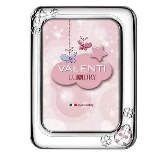 Valenti Cornice Portafoto Bimba in Argento con Coccinella 13×18 cm