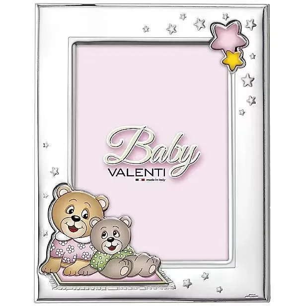 Valenti Cornice Portafoto Rosa in Argento con Orsetti 13×18 cm