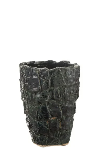 VASO AOKI IN CERAMICA VERDE PETROLIO (21,5×21,5x28cm)
