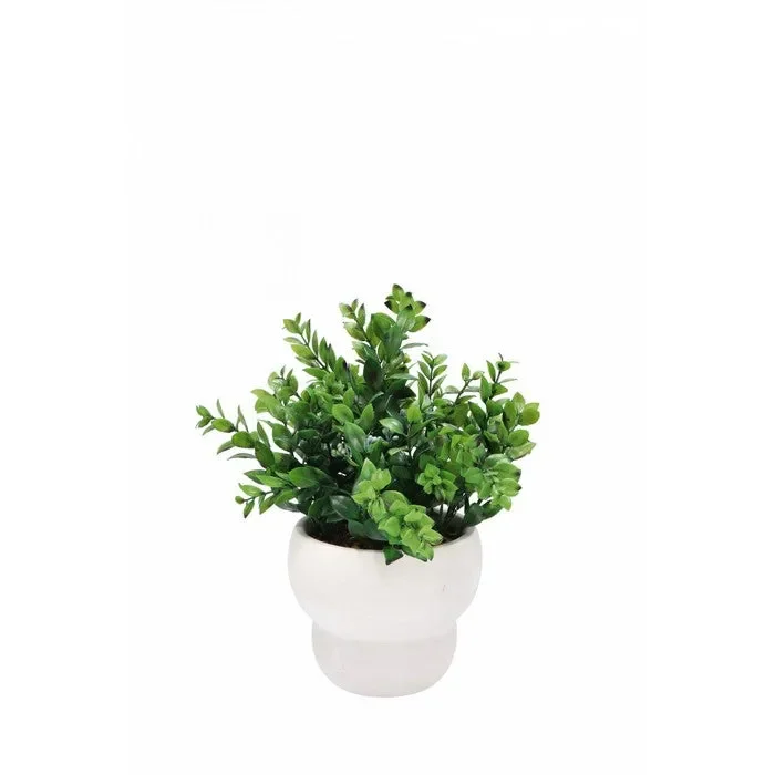 Vaso bianco con piantina artificiale 31 cm