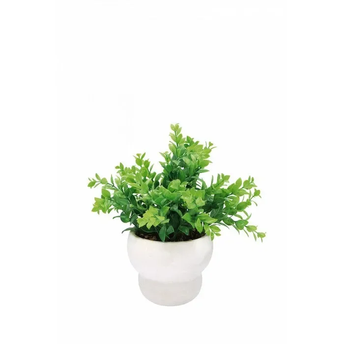 Vaso bianco con piantina artificiale 31 cm - immagine 2