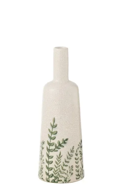 Vaso Bottiglia Alto In Pietra Arenaria Verde/Bianco (11x11x34cm)