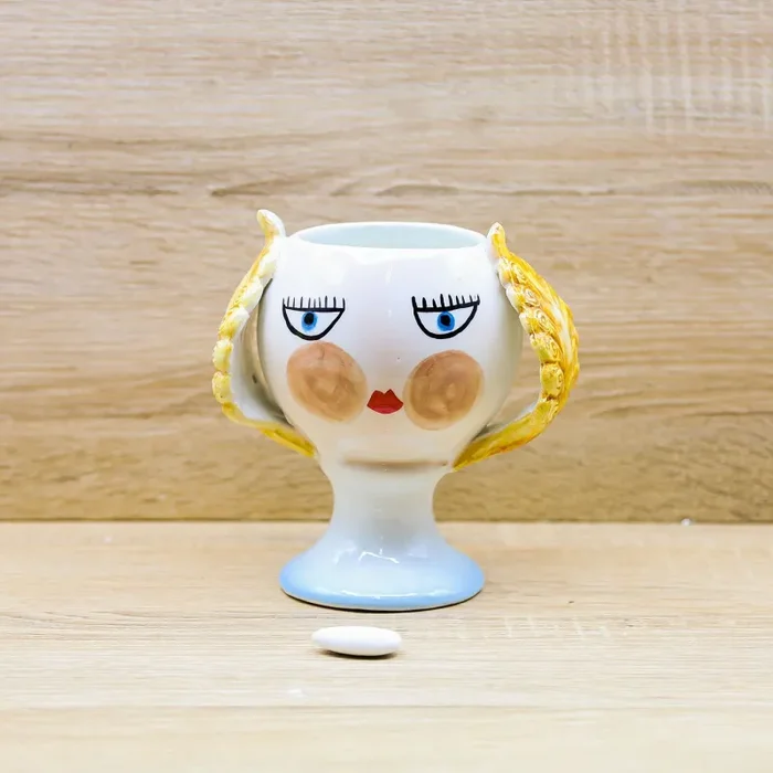 Vaso con Viso e Manici Gialli Porcellana di Capodimonte