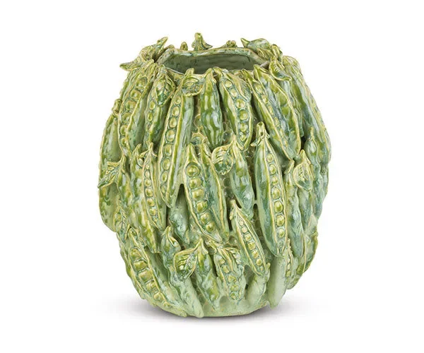 VASO IN CERAMICA CON DECORO FAVE VERDI (28xh.31cm)