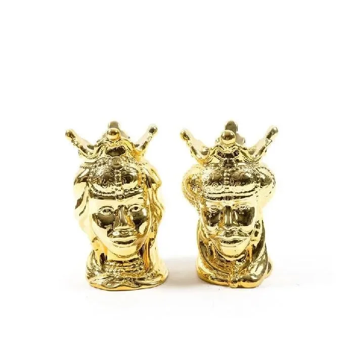 Vaso porta fiori dorato in ceramica 20 cm – Testa di moro