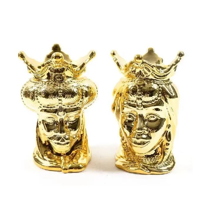 Vaso porta fiori dorato in ceramica 25 cm – Testa di moro - immagine 3