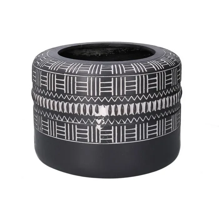 Vaso tondo in cemento nero Saldi