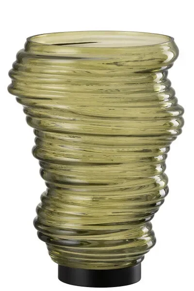 VASO TORNADO IN VETRO VERDE LARGE (20x20x27,5cm)