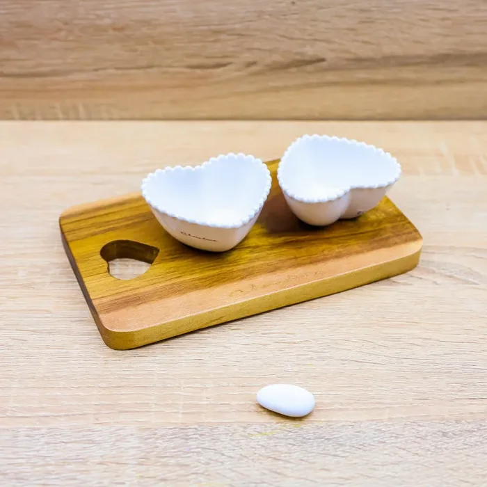 Vassoio con 2 Ciotole Cuore Claraluna In saldo