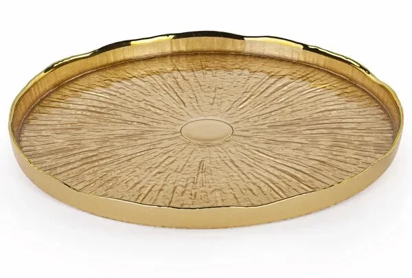 VASSOIO ROTONDO IN VETRO ORO (27,5xh.20cm)