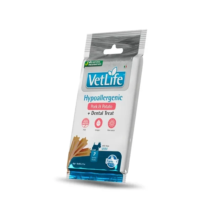 Vet Life Dog Dental Treat Hypoallergenic Maiale e patate Adult Mini 60g