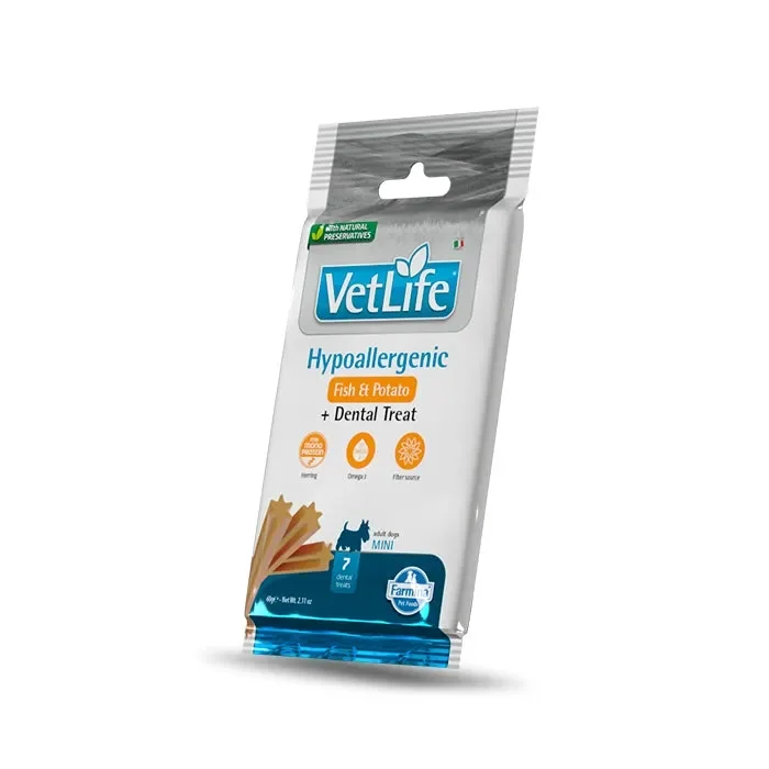 Vet Life Dog Dental Treat Hypoallergenic Pesce e patate Adult Mini 60g