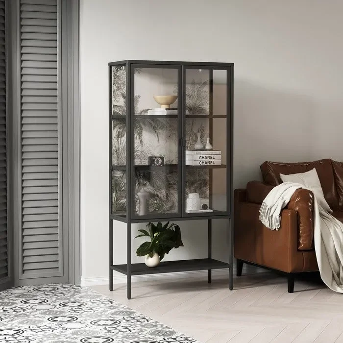 Vetrina in metallo con 2 ante e ripiani in stile industriale – Jungle - immagine 2