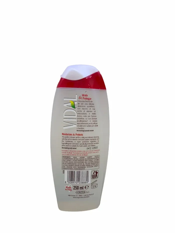 Vidal doccia schiuma bacche di goji e mirtillo rosso per pelli sensibili 250 ml - immagine 2