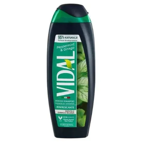Vidal doccia shampoo peppermint e ginko con ginko biloba e menta 250 ml
