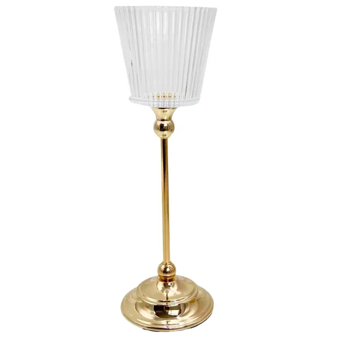 Vimin Box Alzata con Portavaso Vetro D 13 Cm H 40 Cm Oro