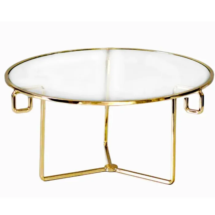 Vimin Box Alzata Tonda Vetro Oro Fine D 30 Cm H 15 Cm