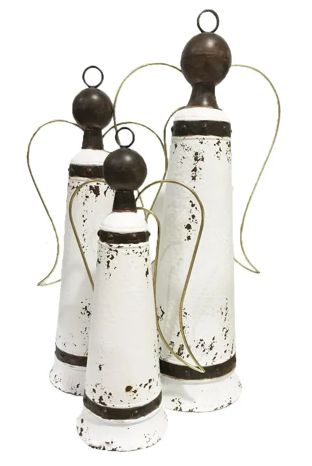 Vimin Box Angeli Natale a Campana S/3 Metallo Bianco e Nero