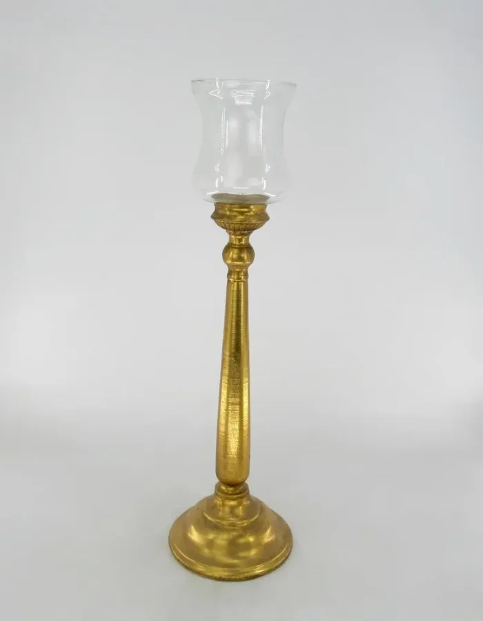 Vimin Box Candelabro con Vetro D 19,5 Cm H 68 Cm Oro