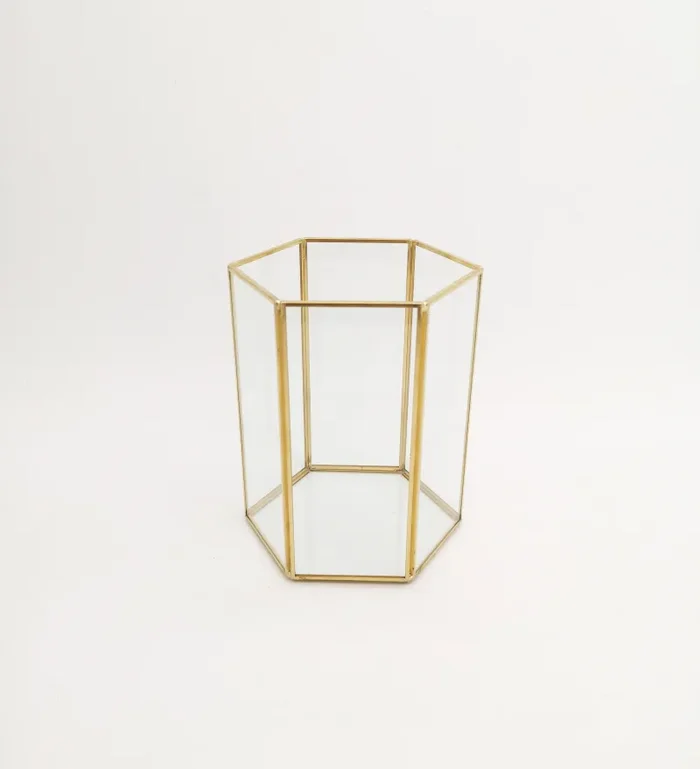 Vimin Box Cilindro Geometrico Vetro Metallo H 17,5 Cm L 12,5 Cm L 12,5 Cm